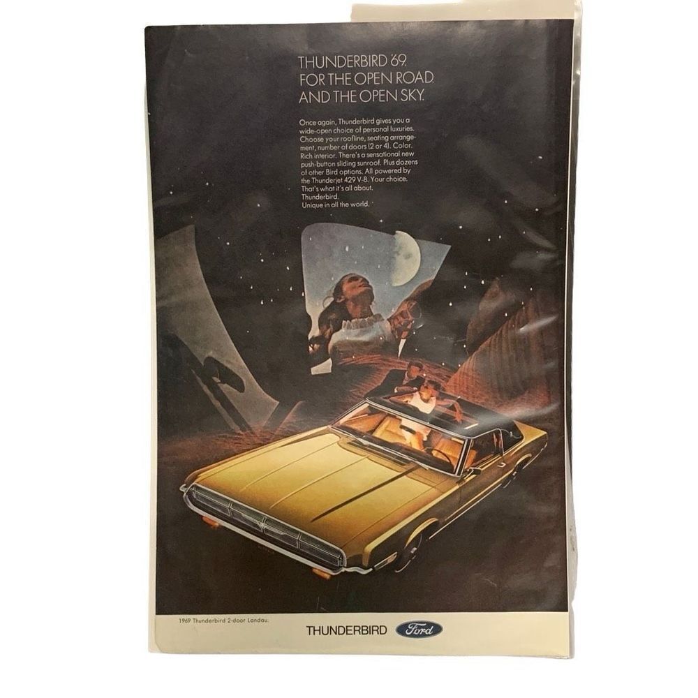 Vintage 1969 Ford Thunderbird 2 Door Landau Ad Advertisement